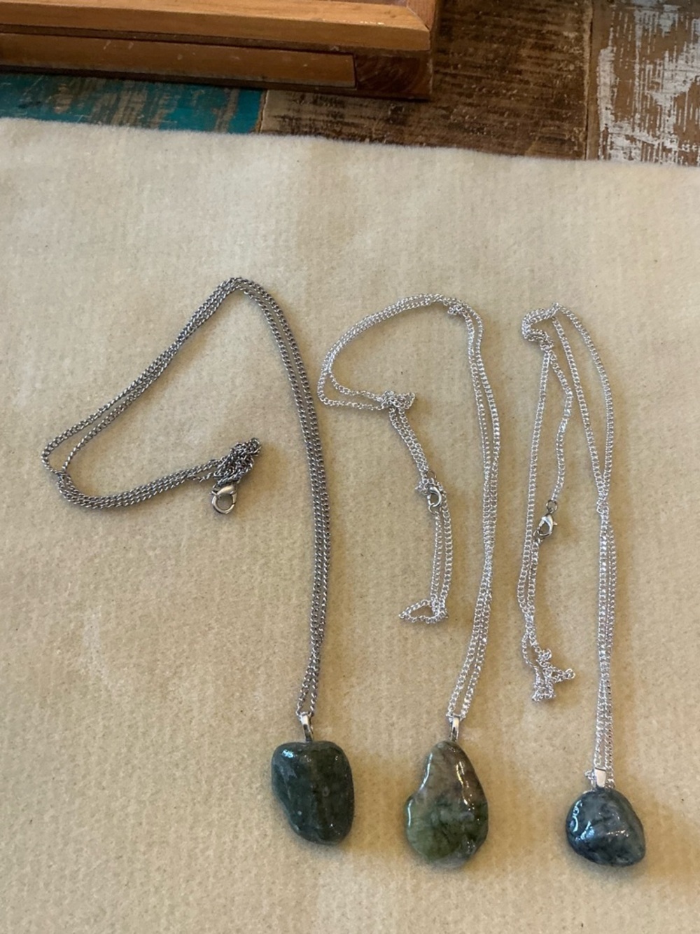 Handmade Stone Pendant Necklaces, set of 3